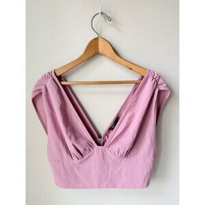 SHEIN Lilac Pink Deep V Cropped Top Sleeveless Zip Back